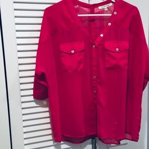 Black Rainn Bright Pink Blouse; Barely Worn!